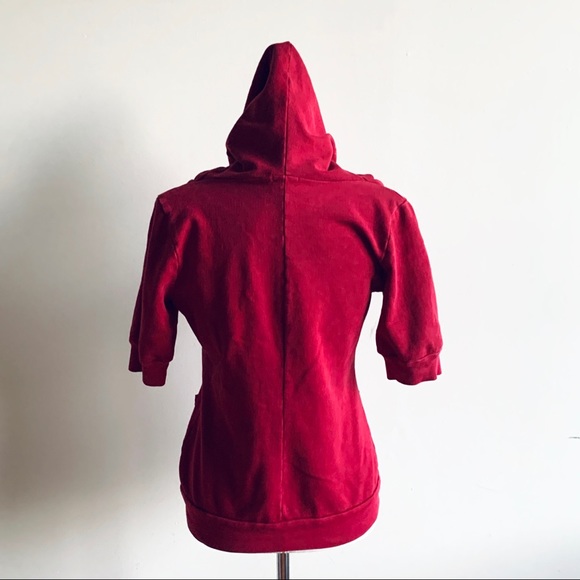 Red hooded sweatshirt Retro cardigan style - Picture 7 of 11